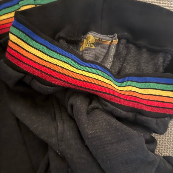 Aviator Nation Charcoal Hoodie and Sweatpants Set with Rainbow Stripe Cuffs - Picture 4 of 5